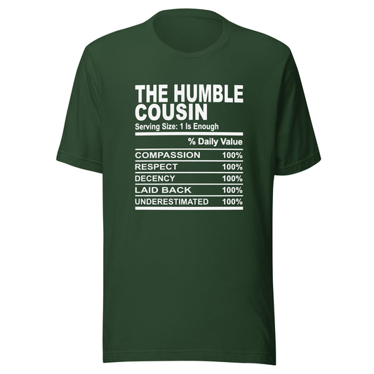 THE HUMBLE COUSIN - L-XL - Unisex T-Shirt (white print)
