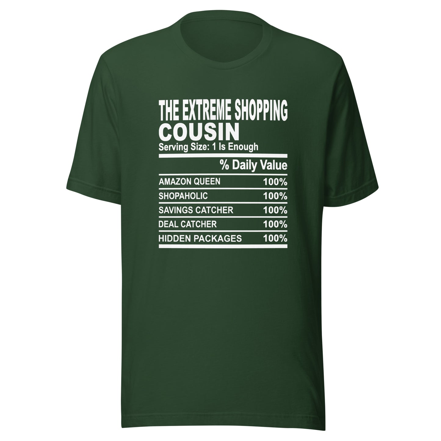 THE EXTREME SHOPPING COUSIN - L-XL - Unisex T-Shirt (white print)