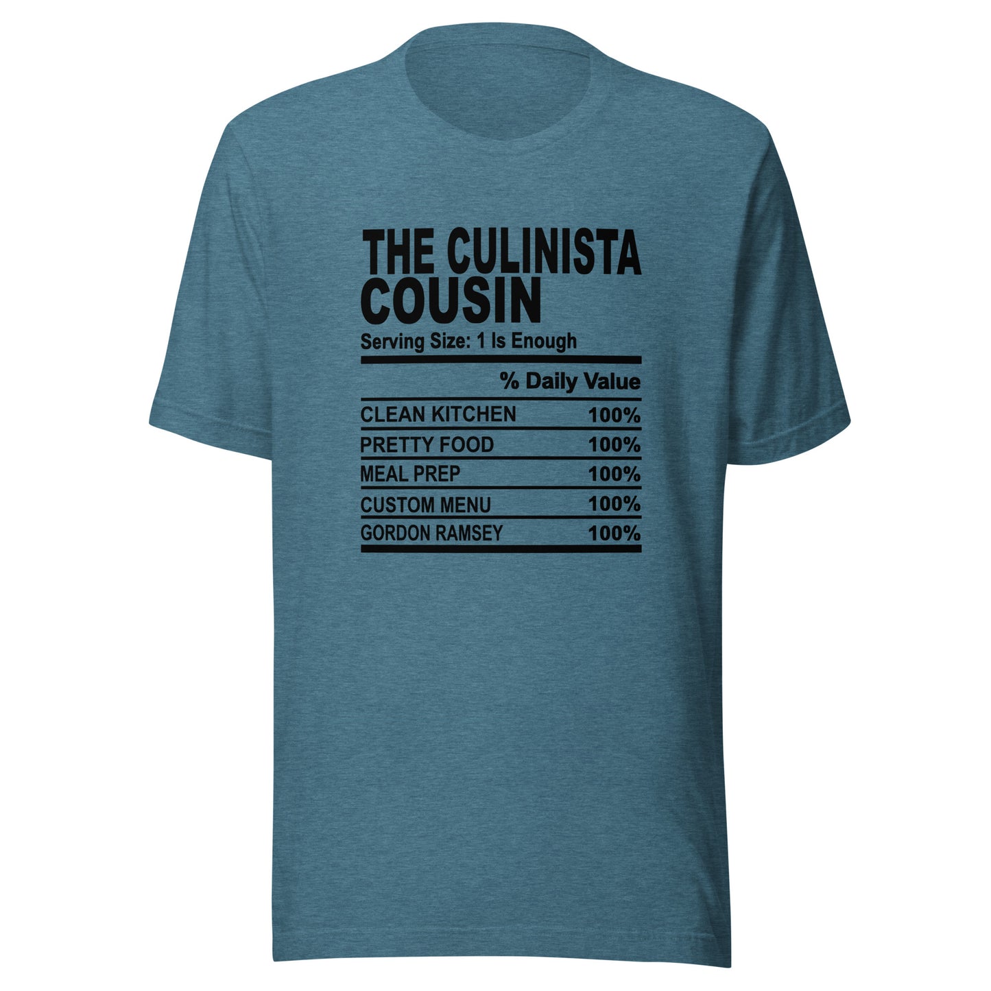 THE CULINISTA  COUSIN - L-XL - Unisex T-Shirt (black print)