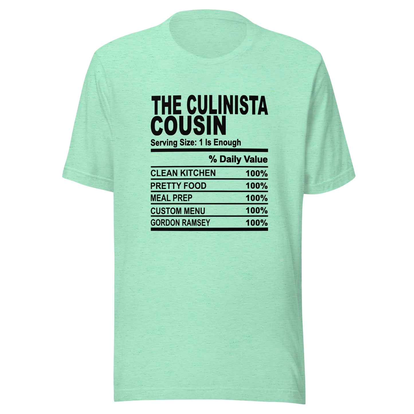 THE CULINISTA  COUSIN - L-XL - Unisex T-Shirt (black print)