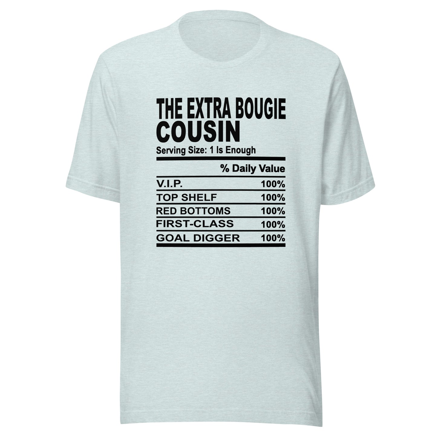 THE EXTRA BOUGIE COUSIN - L-XL - Unisex T-Shirt (black print)