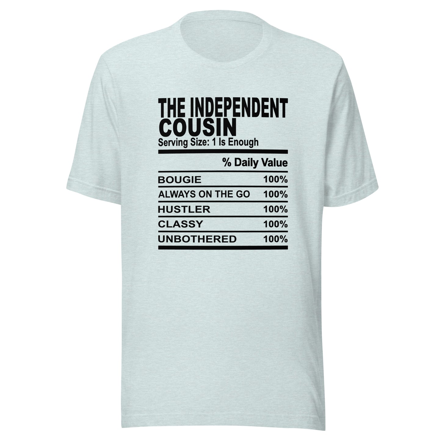 THE INDEPENDENT COUSIN - L-XL - Unisex T-Shirt (black print)