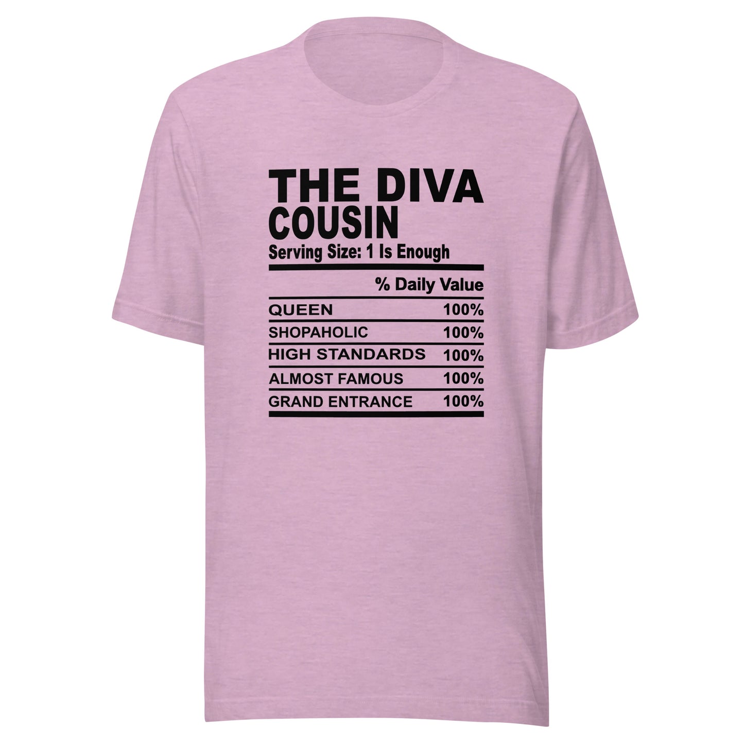 THE DIVA COUSIN - 2XL-3XL - Unisex T-Shirt (black print)
