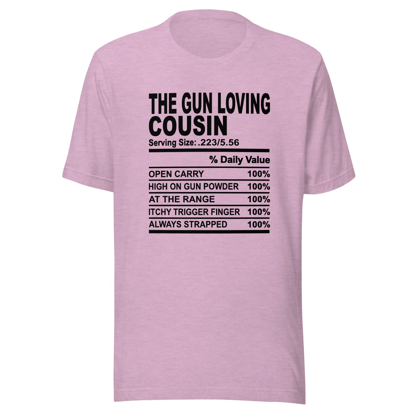 THE GUN LOVING COUSIN - S-M - Unisex T-Shirt (black print)