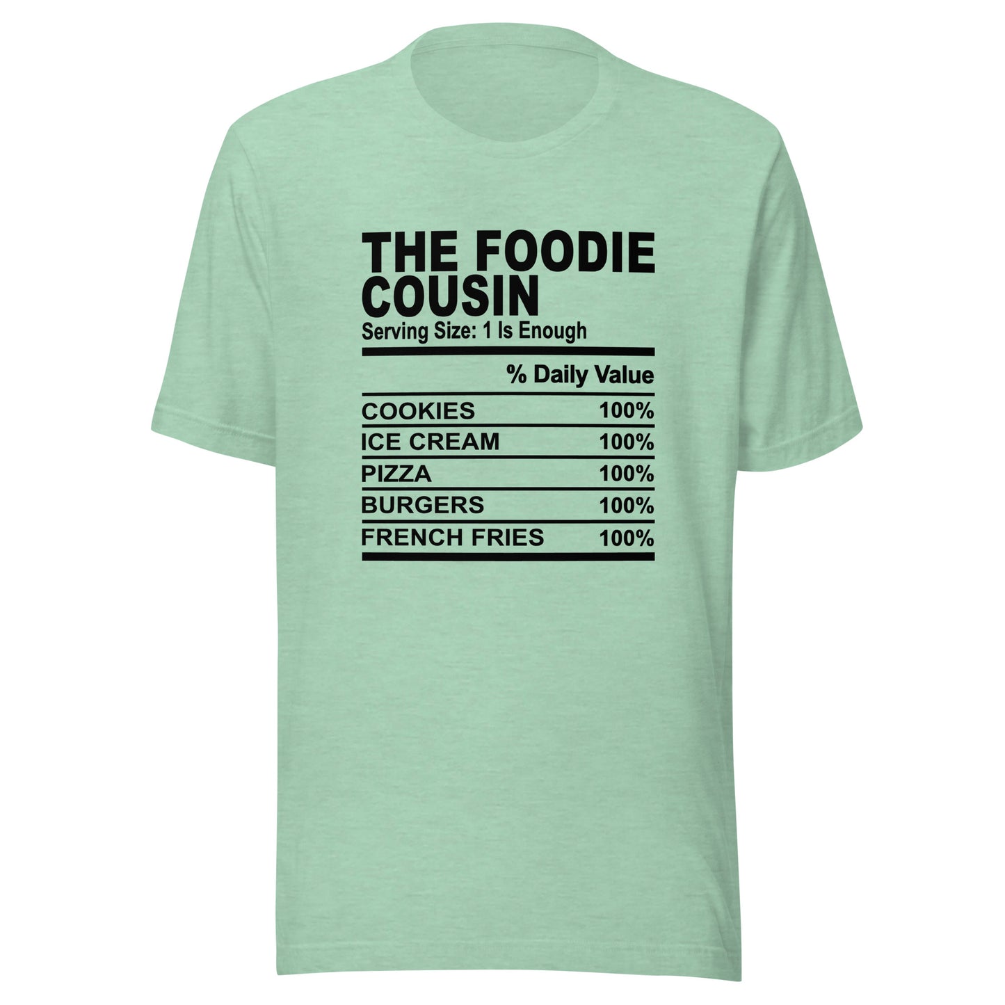 THE FOODIE COUSIN - L-XL - Unisex T-Shirt (black print)