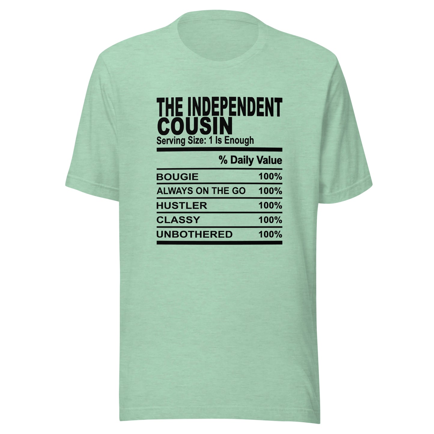 THE INDEPENDENT COUSIN - S-M - Unisex T-Shirt (black print)