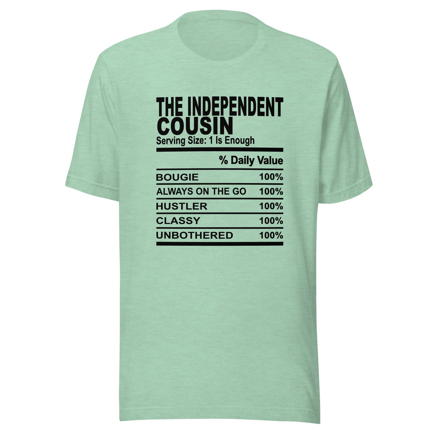 THE INDEPENDENT COUSIN - 2XL-3XL - Unisex T-Shirt (black print)