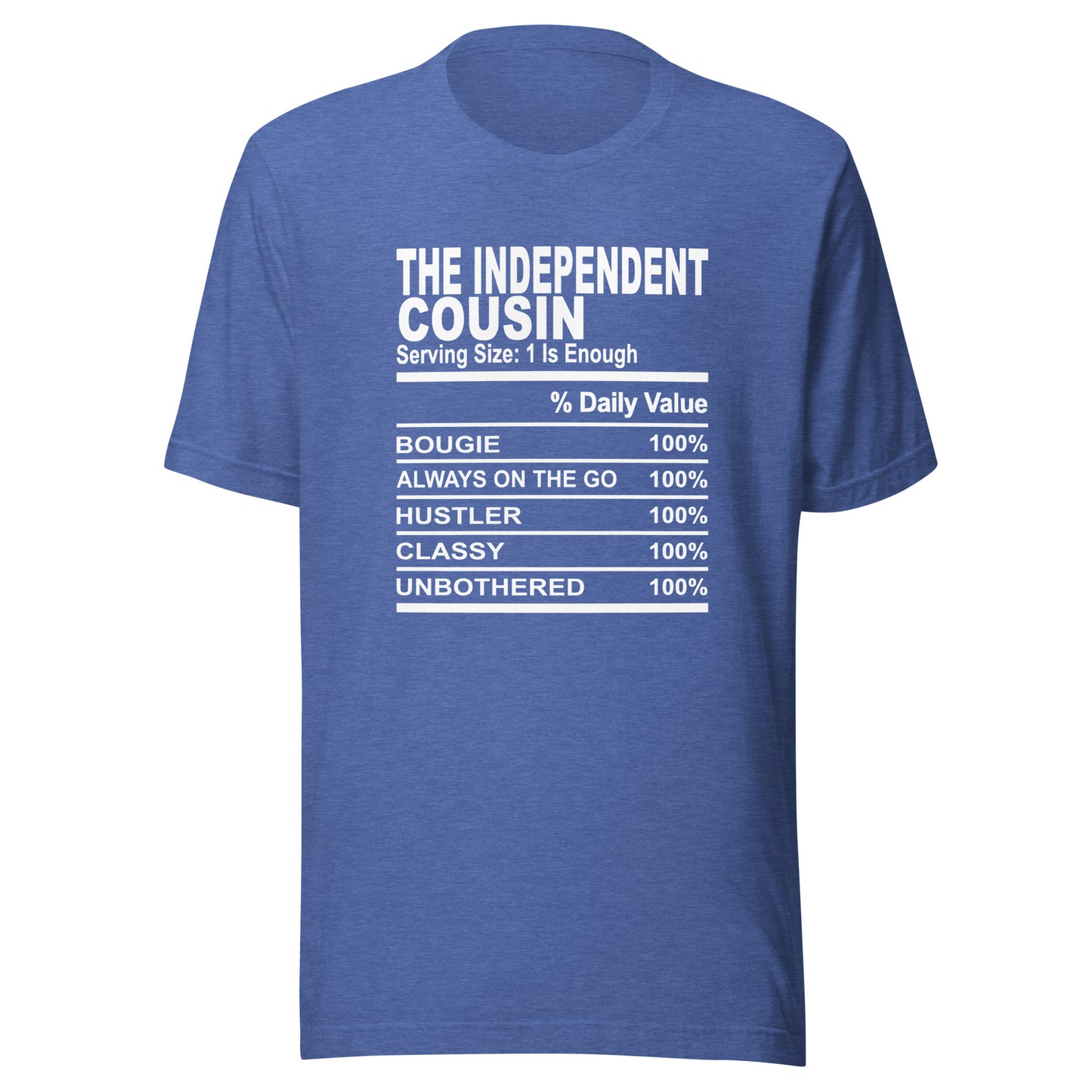 THE INDEPENDENT COUSIN - 2XL-3XL - Unisex T-Shirt (white print)