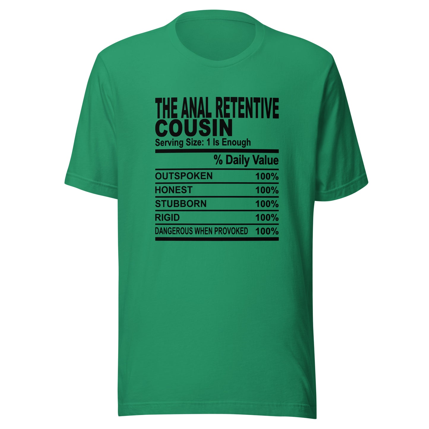 THE ANAL RETENTIVE COUSIN - L-XL - Unisex T-Shirt (black print)