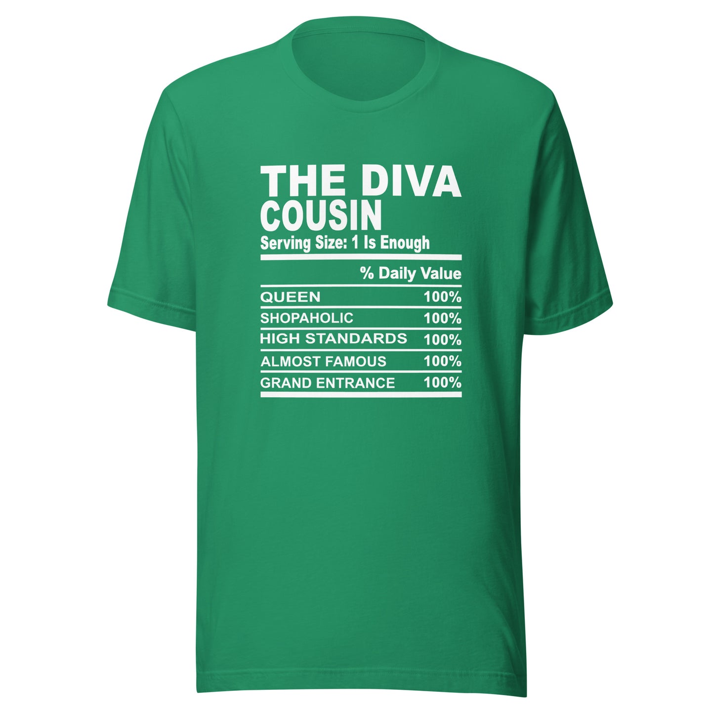 THE DIVA COUSIN - 2XL-3XL - Unisex T-Shirt (white print)