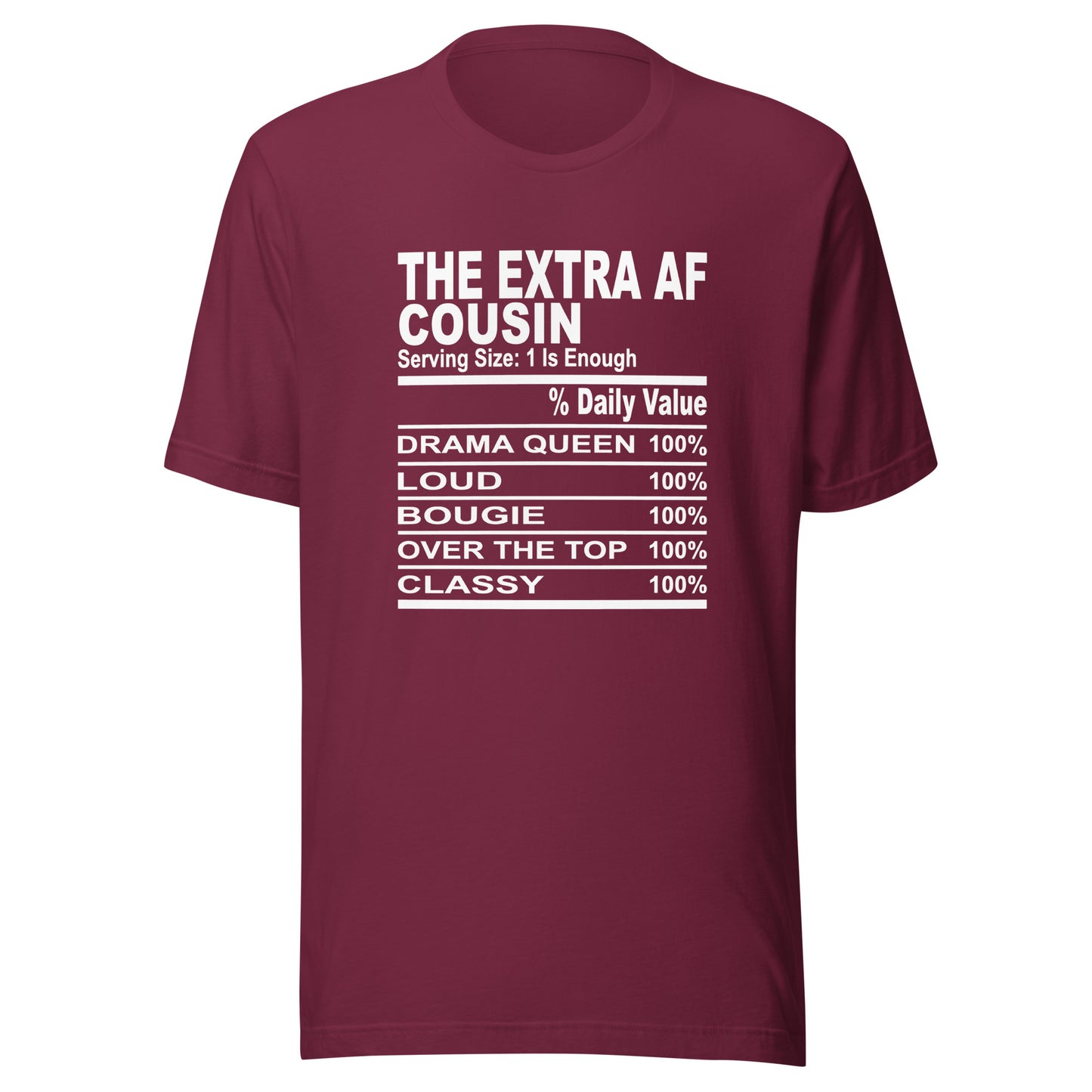 THE EXTRA AF COUSIN - L-XL - Unisex T-Shirt (white print)