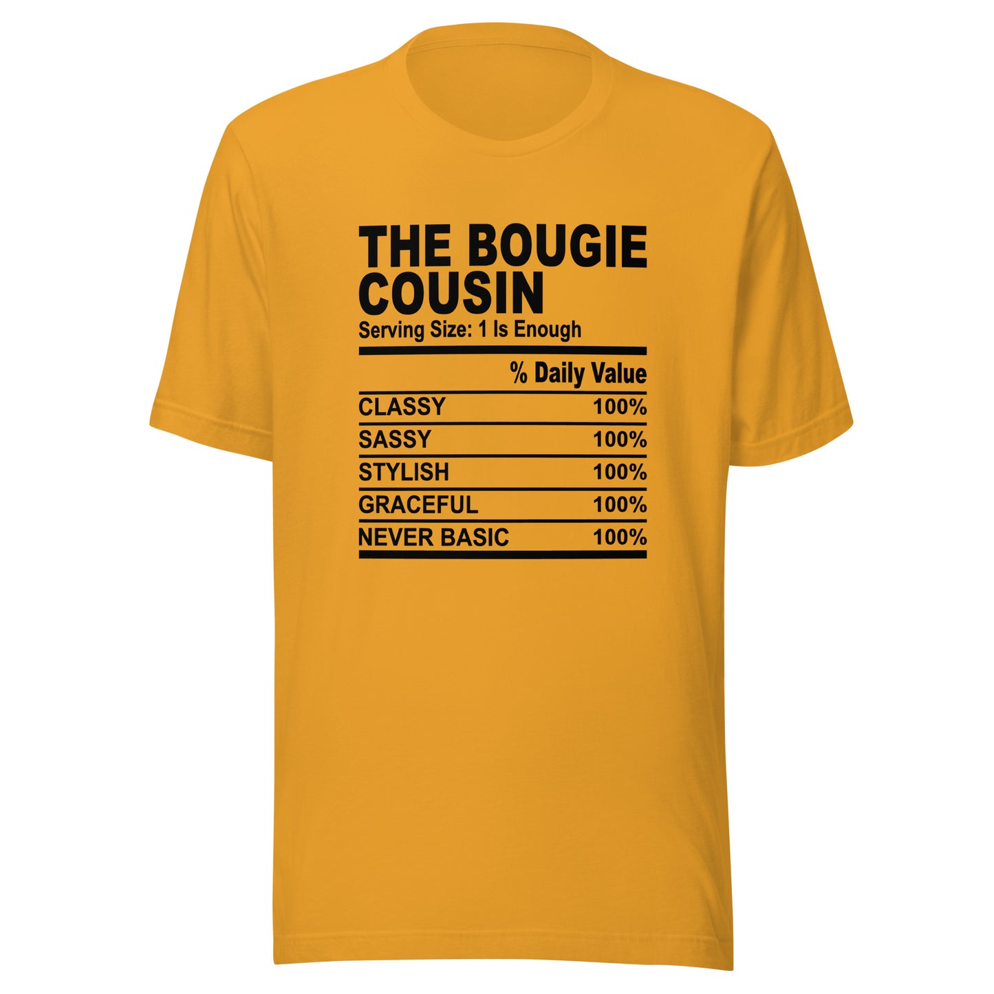 THE BOUGIE COUSIN - S-M - Unisex T-Shirt (black print)