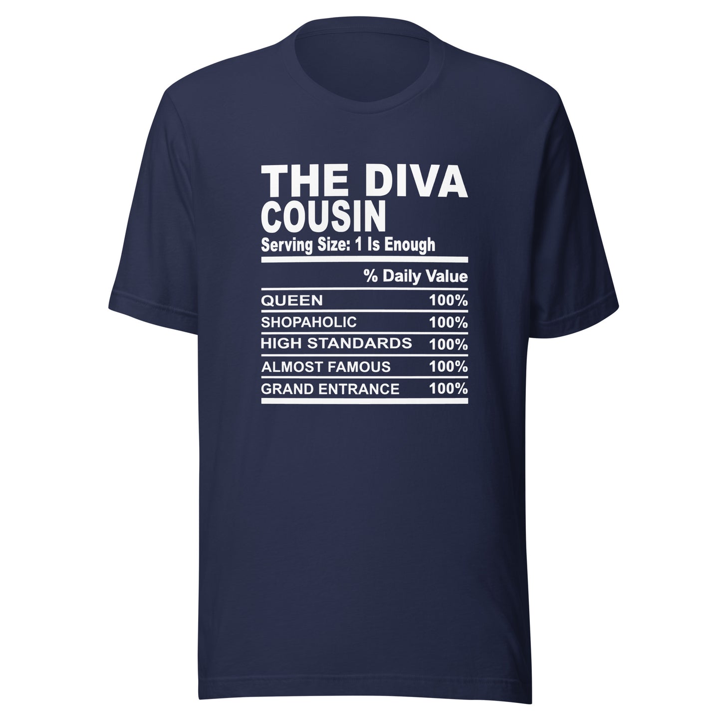 THE DIVA COUSIN - L-XL - Unisex T-Shirt (white print)