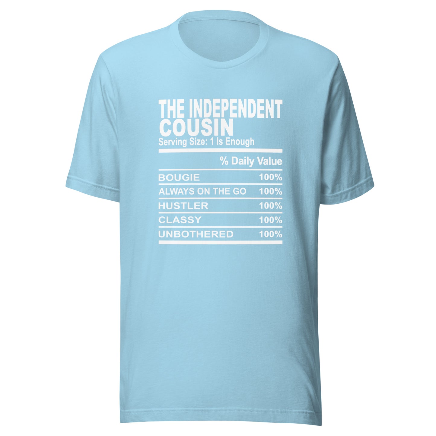 THE INDEPENDENT COUSIN - L-XL - Unisex T-Shirt (white print)