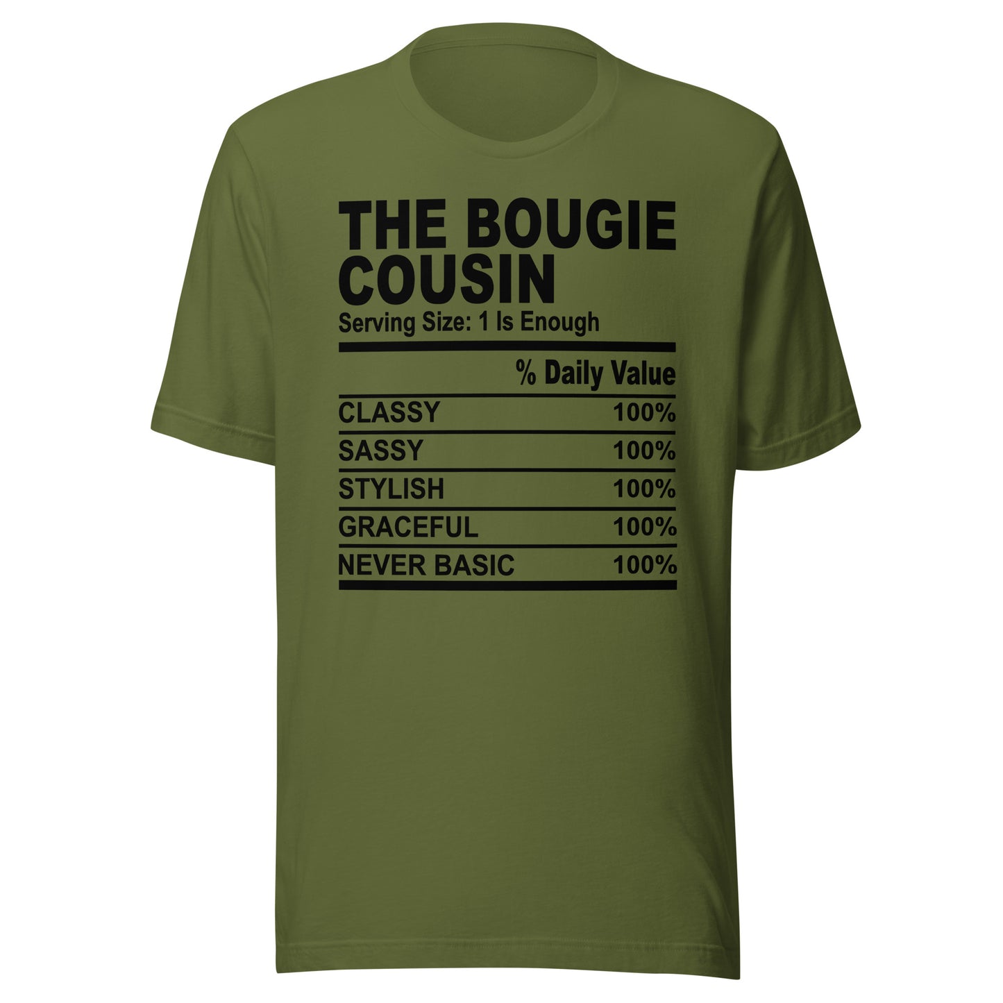 THE BOUGIE COUSIN - 2XL-3XL- Unisex T-Shirt (black print)