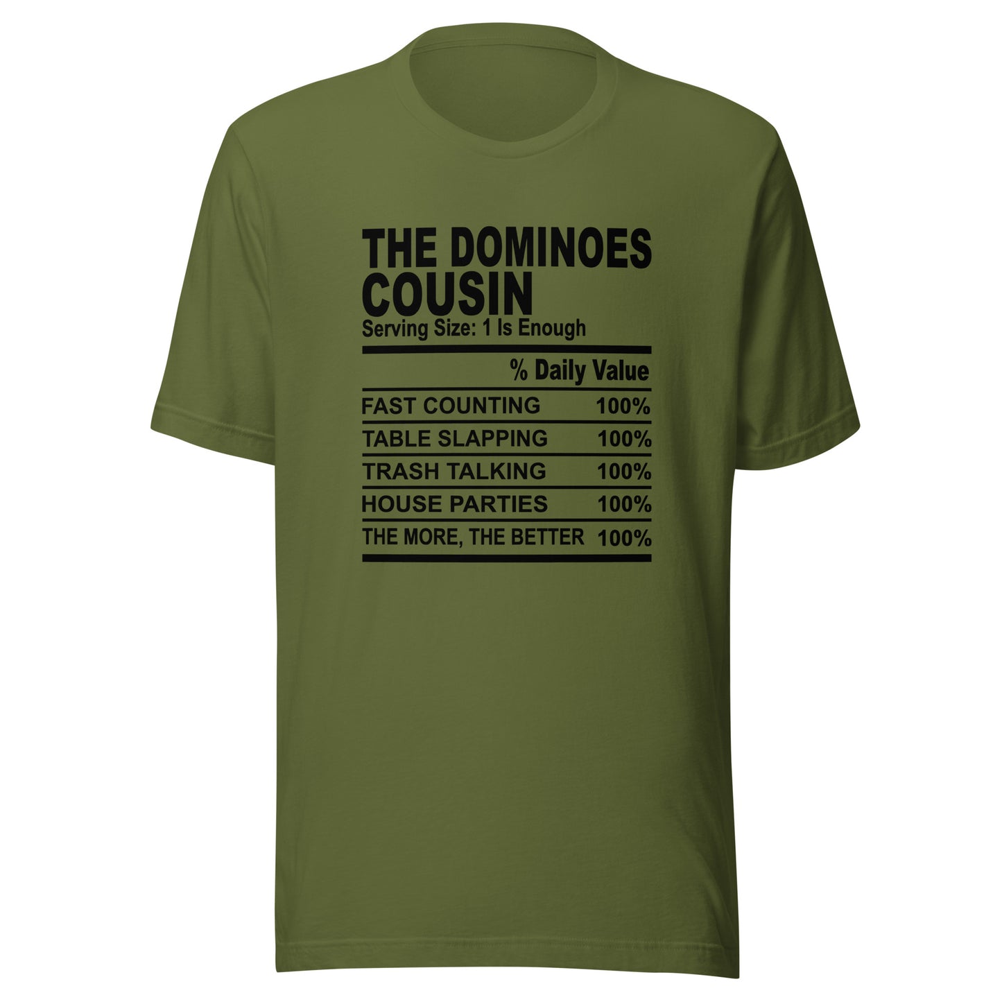 THE DOMINIOES COUSIN - 2XL-3XL - Unisex T-Shirt (black print)