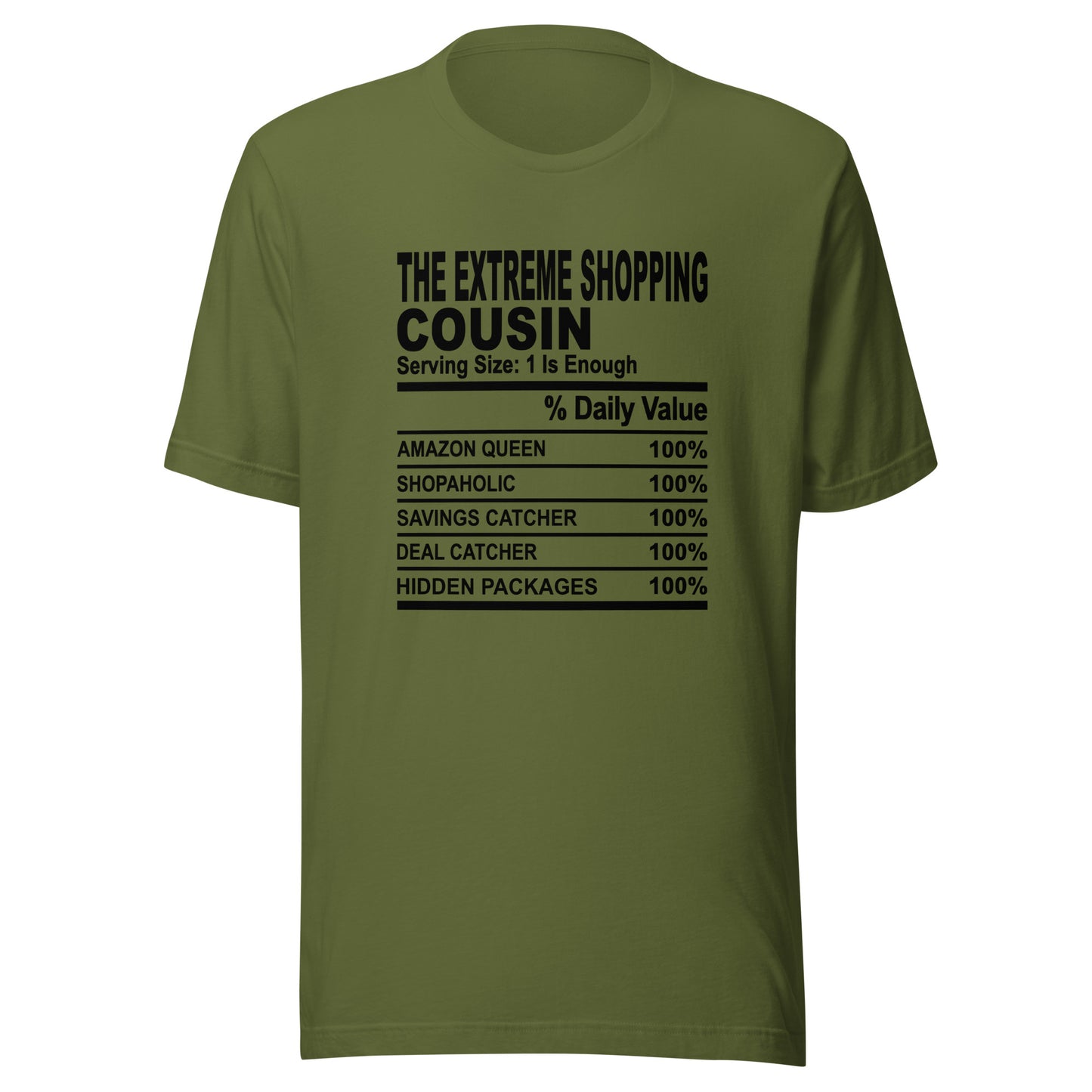 THE EXTREME SHOPPING COUSIN - S-M - Unisex T-Shirt (black print)