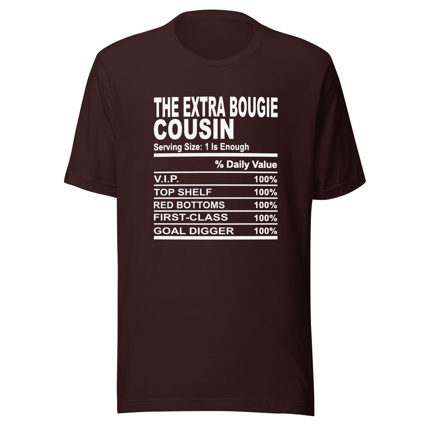 THE EXTRA BOUGIE COUSIN - L-XL - Unisex T-Shirt (white print)