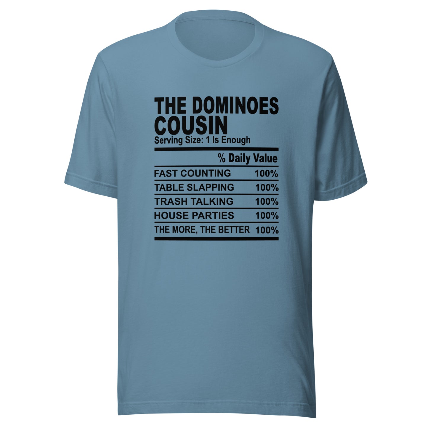 THE DOMINIOES COUSIN - L-XL - Unisex T-Shirt (black print)