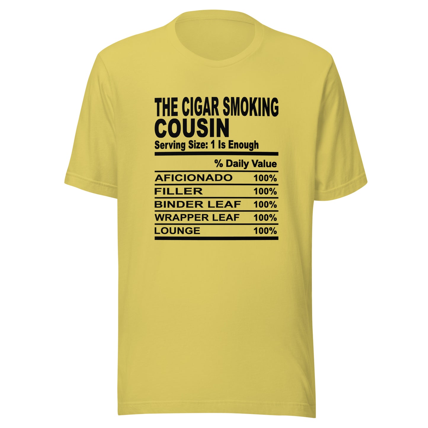 THE CIGAR SMOKING COUSIN - 2XL-3XL - Unisex T-Shirt (black print)