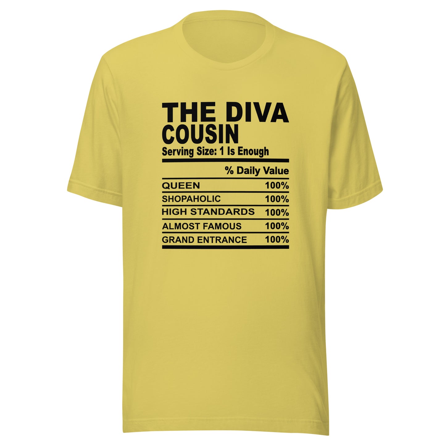 THE DIVA COUSIN - S-M - Unisex T-Shirt (black print)