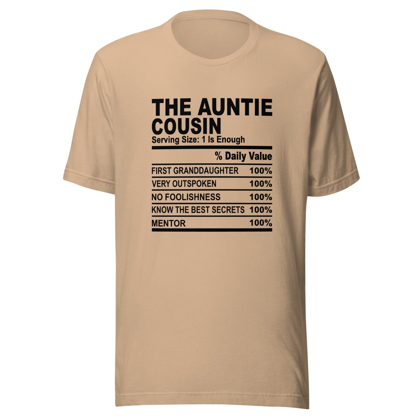THE AUNTIE COUSIN - L-XL - Unisex T-Shirt (black print)