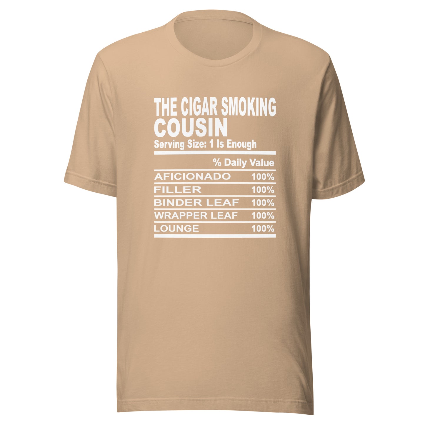 THE CIGAR SMOKING COUSIN - L-XL - Unisex T-Shirt (white print)