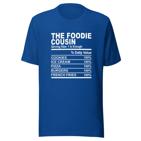 THE FOODIE COUSIN - S-M - Unisex T-Shirt (white print)