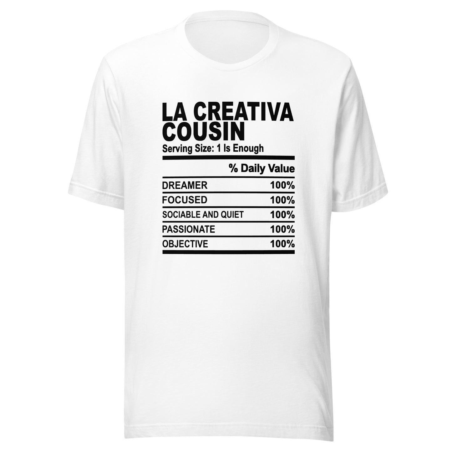 THE LA CREATIVA COUSIN - S-M - Unisex T-Shirt (black print)